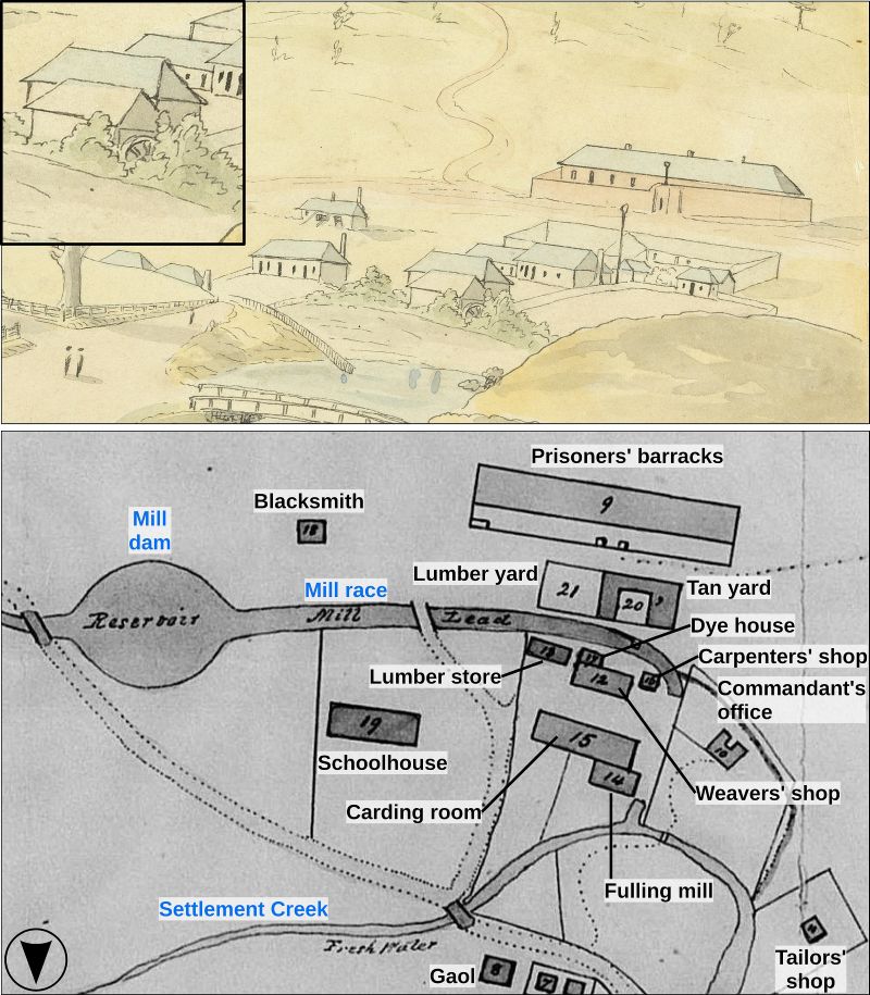 Plan of the early penal station on Maria Island