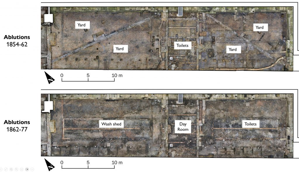 Two phases of construction in Penitentiary Ablutions area