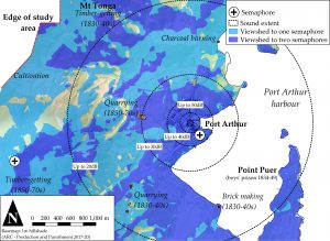 A map of viewshed and soundscape around Port Arthur