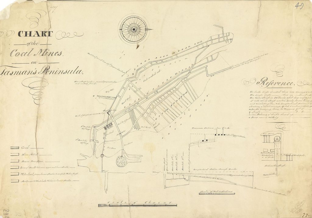 Underground plan of the Tasman Peninsula Coal Mines in 1836